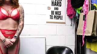 Inked mature redhead busted and fucked for shoplifting