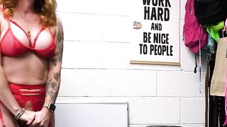 Inked mature redhead busted and fucked for shoplifting