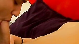 Blonde long haired teen Jerry Sonny deepthroats thick cock