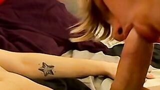Blonde long haired teen Jerry Sonny deepthroats thick cock