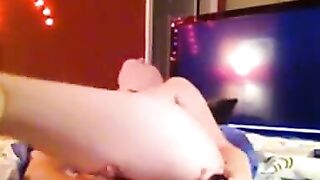 Brunette amateur stuffs panties up her ass on webcam