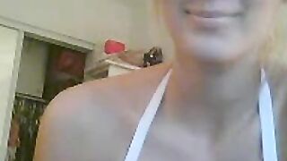 Blonde with Big Fake Tits on Webcam