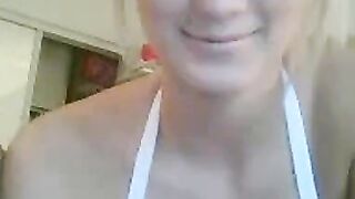 Blonde with Big Fake Tits on Webcam