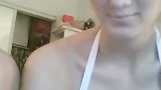 Blonde with Big Fake Tits on Webcam