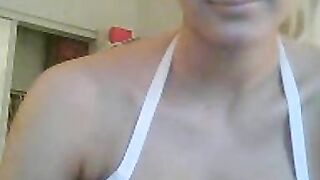Blonde with Big Fake Tits on Webcam