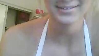 Blonde with Big Fake Tits on Webcam