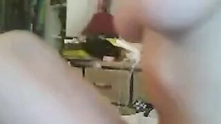 Blonde with Big Fake Tits on Webcam