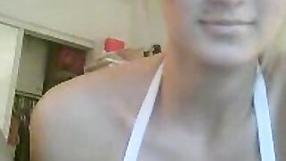 Blonde with Big Fake Tits on Webcam
