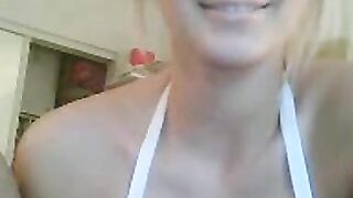 Blonde with Big Fake Tits on Webcam