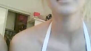 Blonde with Big Fake Tits on Webcam
