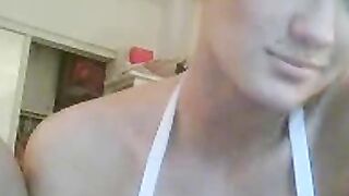 Blonde with Big Fake Tits on Webcam