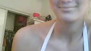 Blonde with Big Fake Tits on Webcam