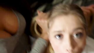Big tits teen seduces her friend stepdad into threesome