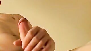 Throbbing cock young emo Lex swallows his warm load solo