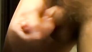 Hairy cock teenager Cristian sprays warm and sticky cum solo