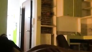 Brunette Amateur Rides and Takes Creampie on Couch