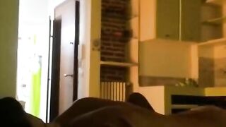 Brunette Amateur Rides and Takes Creampie on Couch