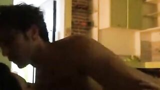 Brunette Amateur Rides and Takes Creampie on Couch