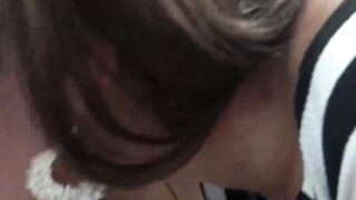 Cute petite whore gives hot blowjob for cum in her mouth