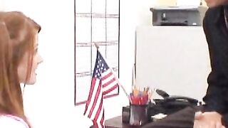 Big breasted teen schoolgirl fucks in principals office