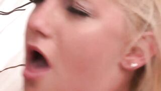 Blonde teen Cali Carter eats cum after fucking her lover