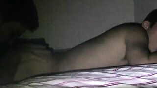 Sleeping twink wakes up with a tongue up his tight ass