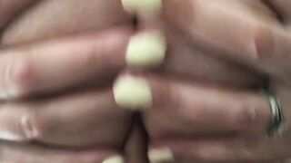Natural tits MILF oils up whole body especially her holes