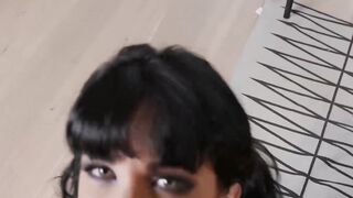 Naughty babe with fishnets sucks BBC before anal pounding