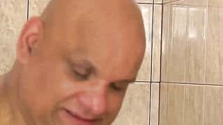 Twink gets his asshole streched wide in a public bathroom