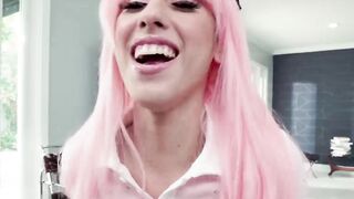 Sexy babe Kira Perez deepthroats dick before POV cock riding