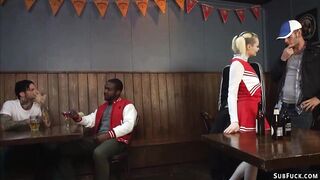 Cheerleader interracial group fuck