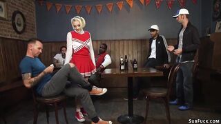 Cheerleader interracial group fuck