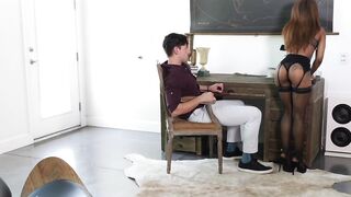 Sarah Banks gets on top of her lover and endures the dick