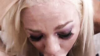 Slutty blonde girls messy sloppy deepthroat blowjob