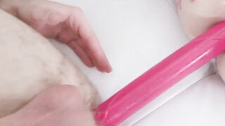 Hungry babe Kaira Love fucked hard by huge BBC in threesome