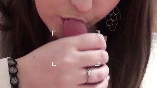 Natural tits babe Lucy Lane deepthroats throbbing cock POV
