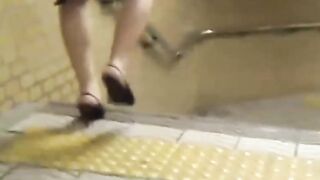 Kinky Asian brunettes pissing all over their hairy pussies