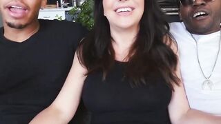 Lusty MILF with big natural tits smashed by black studs
