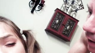 Summer Brooks sucks stepdads big cock before doggystyle fuck