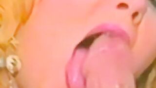 Blonde chick services a hairy dick and waits for cumshot