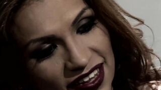 Juicy big tits tranny Jessy Dubai rides thick cock after BJ