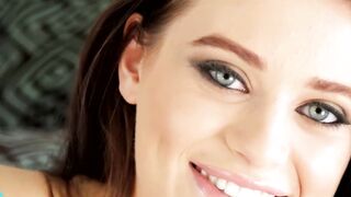 Teen girl choking on a big chocolate chunk in her mouth