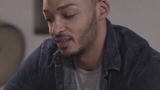 Stunning ebony tranny sucks man off and analrams him rough