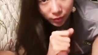 Brunette Asian Amateur Gives Blowjob