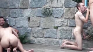 Blonde cougars Inna and Yvette sucks DILF and twinks cock