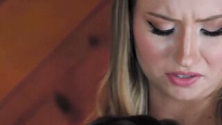 Blonde Emma Sirus facesitted by petite Asian Kimmy Kimm