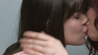 Brunette lesbian fingering teen student