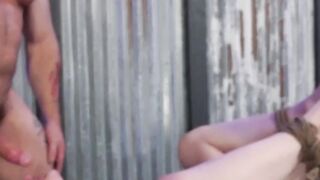Tied up tranny Lianna Lawson fed cum after hardcore facefuck