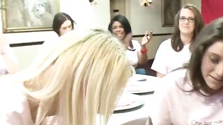 Stunning amateur chicks deepthroat hard cock at CFNM party