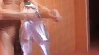 Sexy jocks cum feeding after cock sucking raw shower orgy